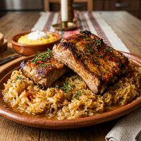 Coaste de porc la cuptor cu varză murată