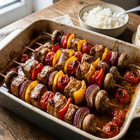 Kabab de porc la tavă cu legume