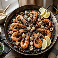 Orez negru cu fructe de mare