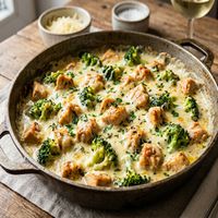 Piept de pui cu broccoli și sos de brânză