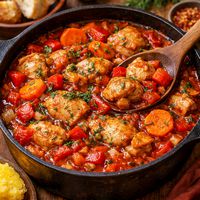 Pulpe de pui cu legume în stil tocană