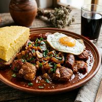 Tochitură moldovenească cu mai multe tipuri de carne de porc